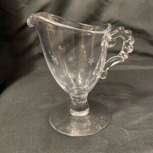 Imperial Candlewick Etched 6 Point Star Starlight Creamer 5" Bubble Handle